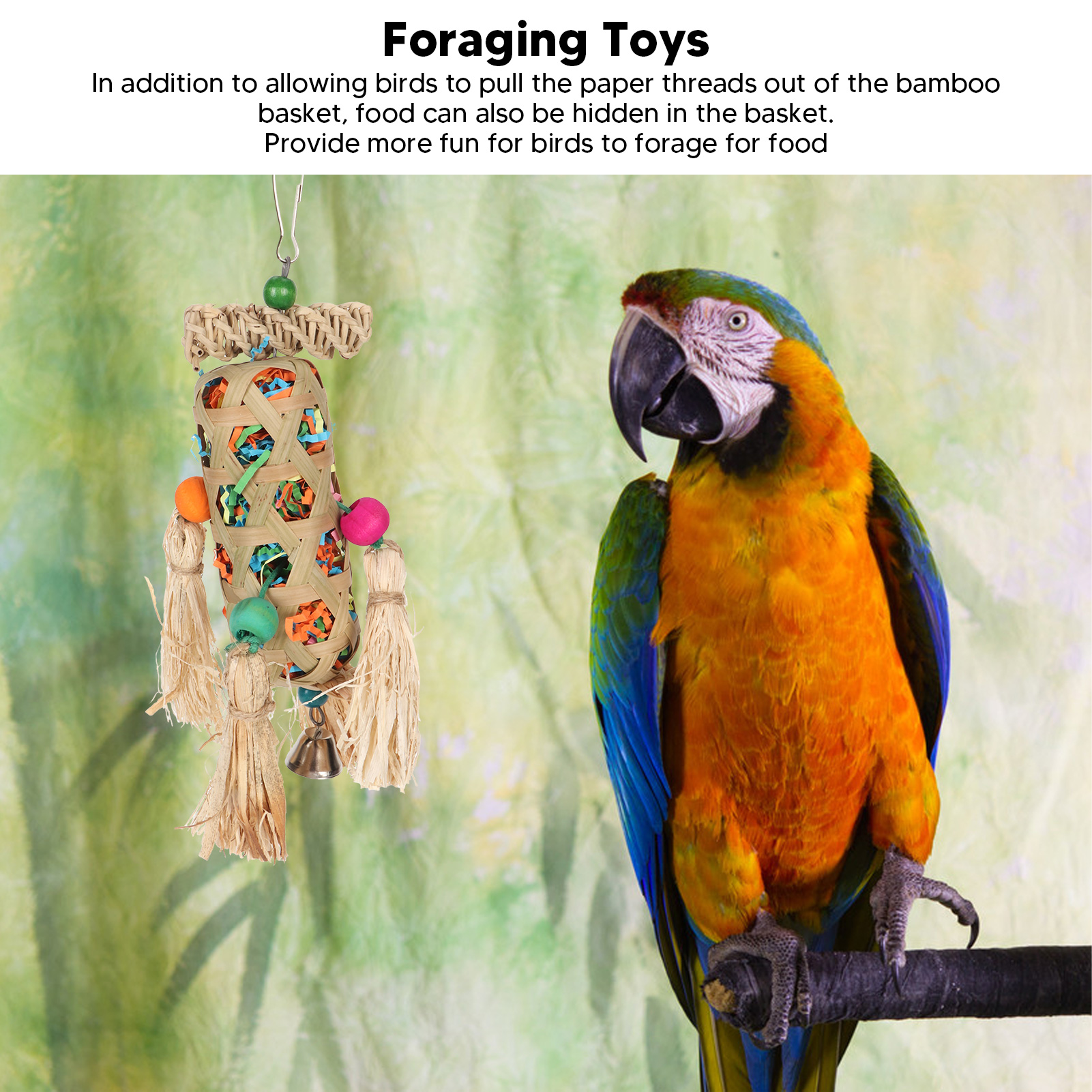 Foraging Shredding Bird Toys Bamboo Woven Corn Silk Relieve Boredom Parrot Chewing Toys For Cockatiel Parakeets