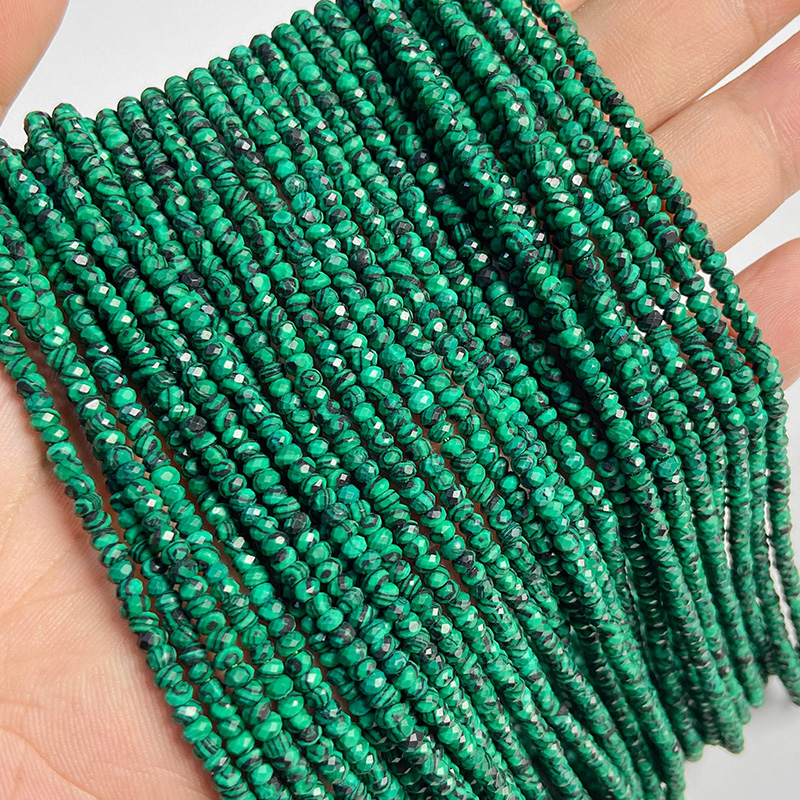 Rondelle Faceted Green Malachite Natural Stone Beads Loose Spacer Unakite Jaspers Beads For Jewelry Making Bracelet Necklace DIY
