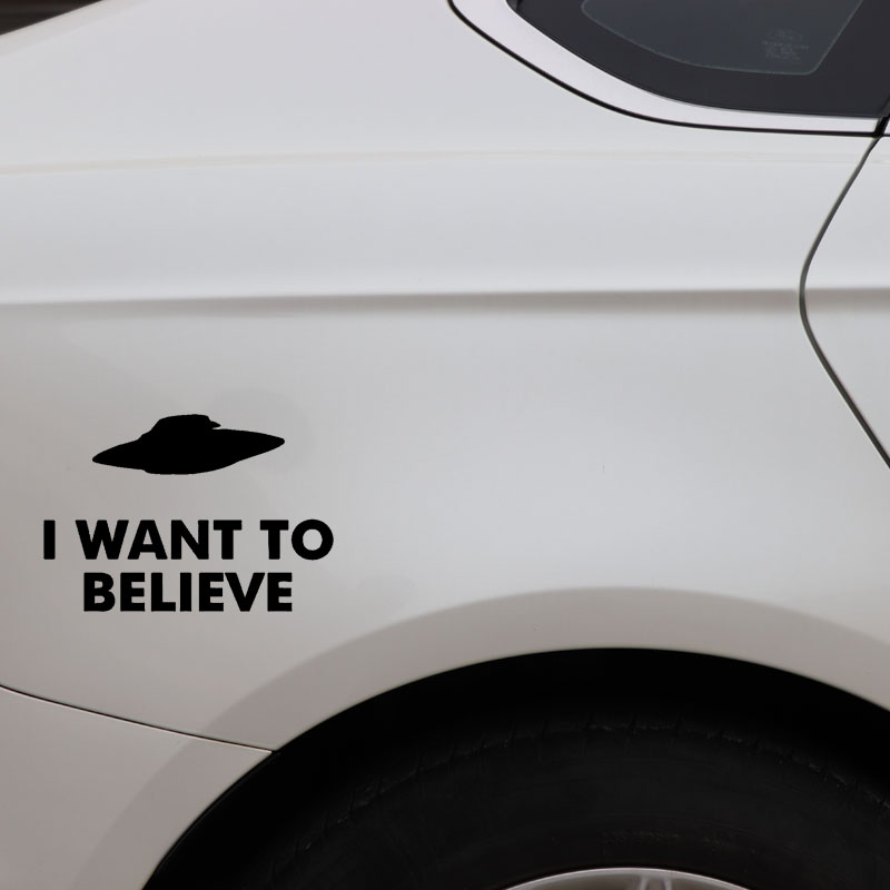 YJZT 16.5CM*11.2CM I WANT TO BELIEVE Aliens UFO Vinyl Decal Car Sticker Black/Silver C3-0559