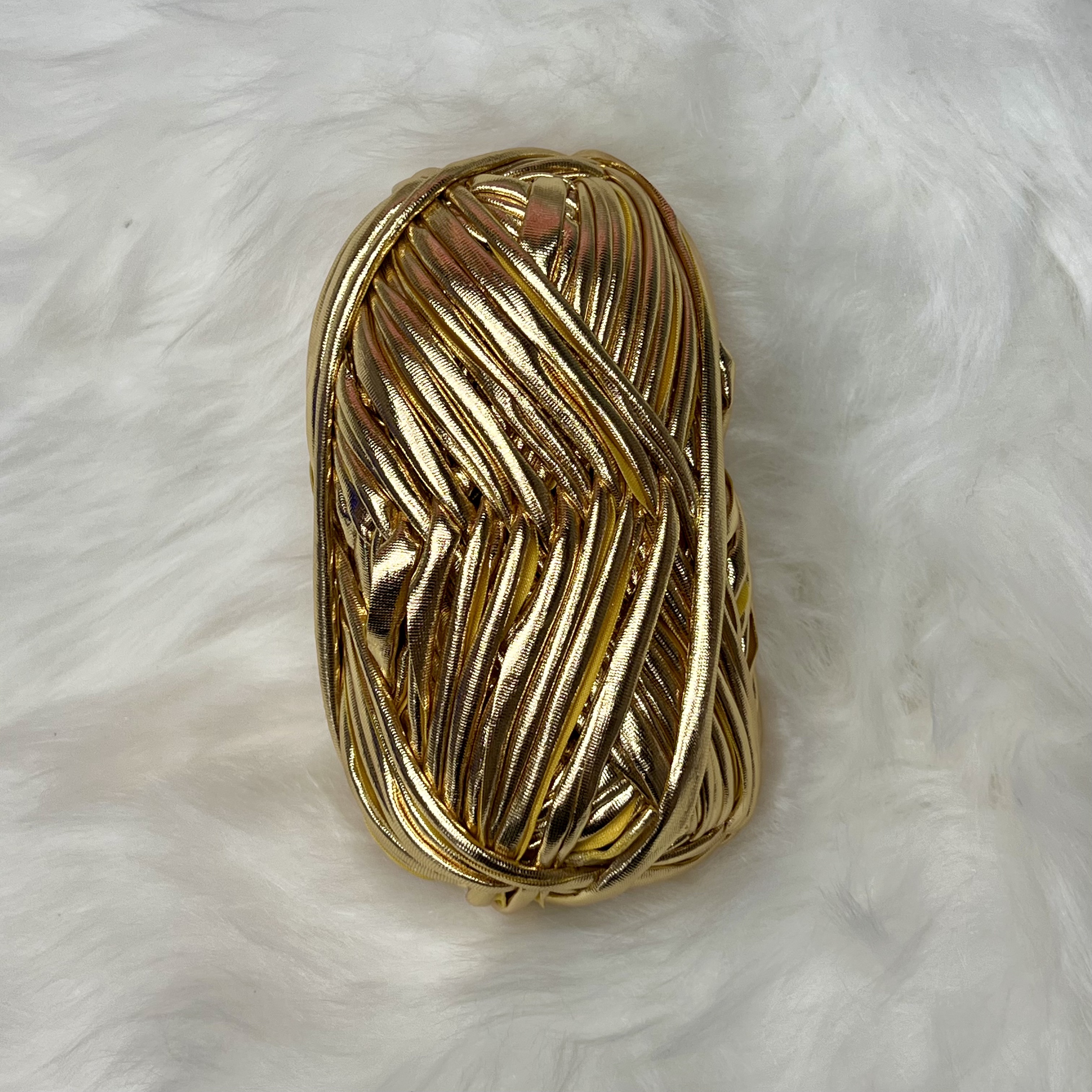 100g Metallic Tshirt Yarn Crochet Needlework Weaving Fancy Thick Cloth Wool, Shinny Gold Silver Purse, Handbag DIY Material