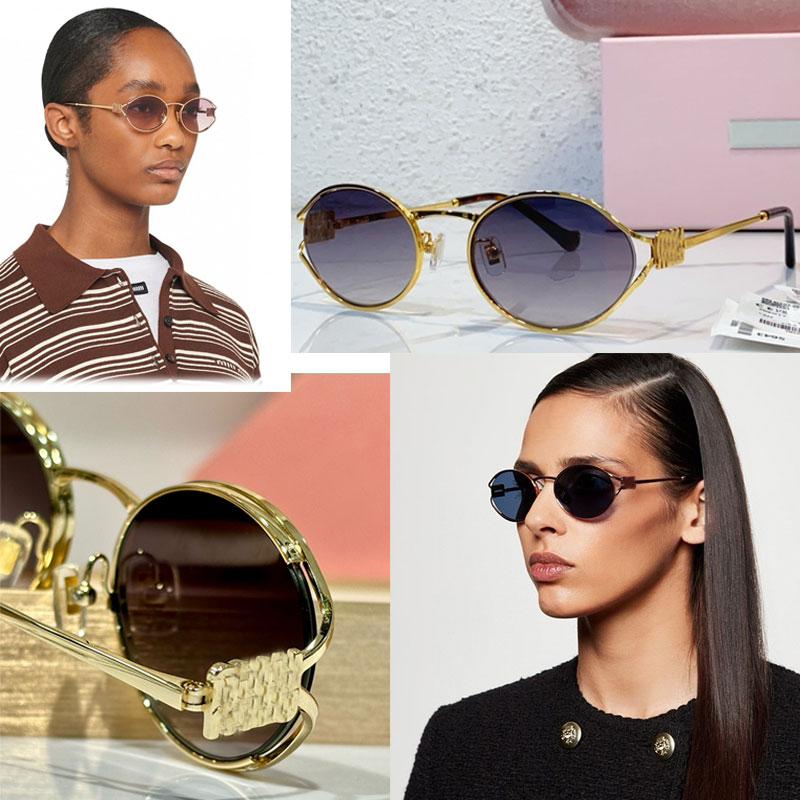 Womens Oval Metal Sunglasses SMU52 Women Vintage Glasses Outdoor UV400 Protection Fashion Personalized Logo Adjustable nose pads suitable for any fit with box