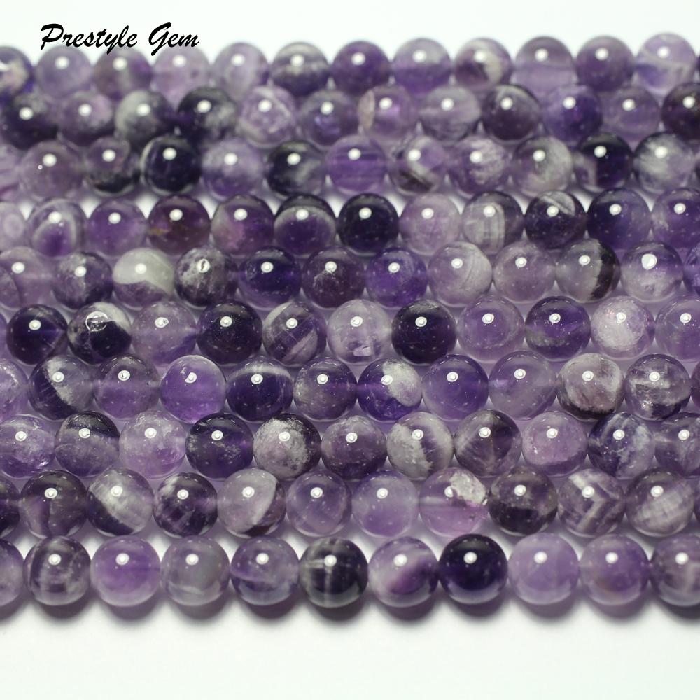 Meihang (2 strand/set) 7.5-8mm 10mm Dogteeth amethyst quartz crystal smooth round beads for jewelry diy design
