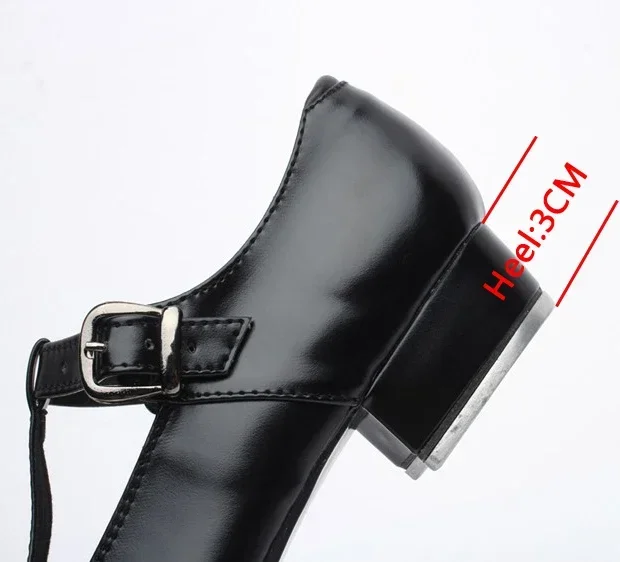T Shaped Patent Leather Tap Dance Shoes For Girls Women Low Heel Black Hip-hop Jazz Step Dance Shoes Clogging Shoes Size 26-42