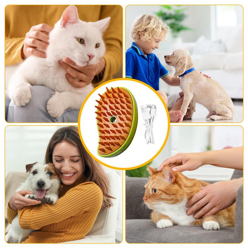 3-in-1 Electric Dog Brush Spray USB Rechargeable Pet Hair Grooming Combs With Mist Mango Shape Comb For Grooming