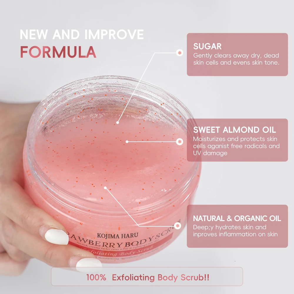 200g7.05oz Strawberry Body Face Foot Exfoliating Scrubwith SUCROSE Eshower CleansingOil Control body wash 240624