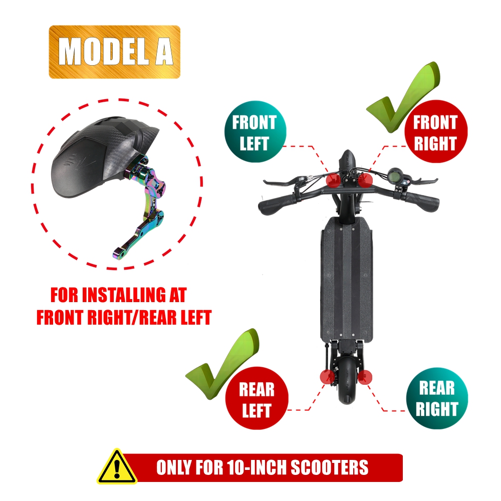 Model A Universal Single Arm Mudguard for 10-Inch Electric Scooter VSETT 10+ MUKUTA 10 ZERO 10X KAABO DUALTRON TEVERUN Fender