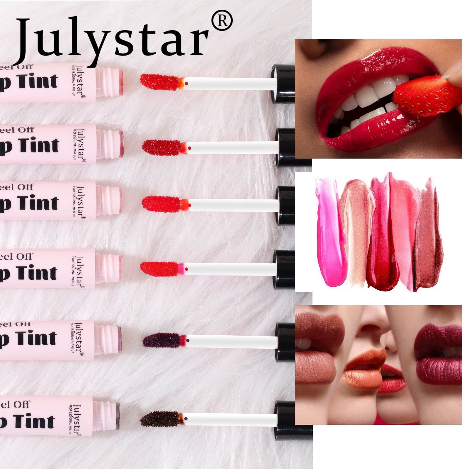 Julystar New Lipstick Tear Off Lip Gloss With Long-lasting Matte Lip Gloss For Women's Cosmetics 6 Color Makeup