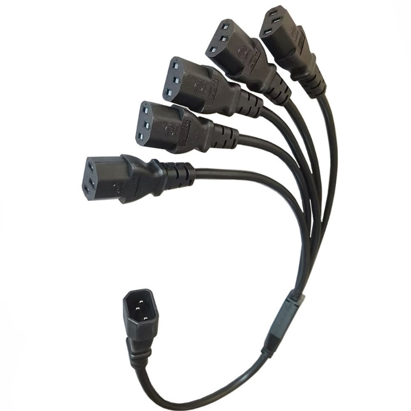 587D 1 in 2/3/4/5 Out Power Cable IEC 320 C14 to C13 Connector Splitter Adapter Cord