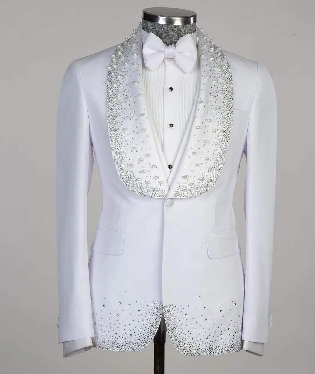 Sparkling Man Suit Blazer Jackets Coats For Men Pearls Sequins Crystals Shawl Collar Casual Party Wedding Suits Blazers Designer Single Row Buckle Che