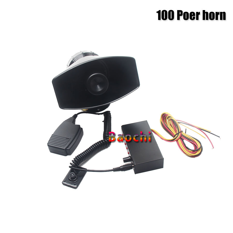 Car 12V Alarm Horn Siren Sound 100W Police Siren Warning Loudspeaker Tone AUTO Electronic Horn Megaphone Train MIC PA System