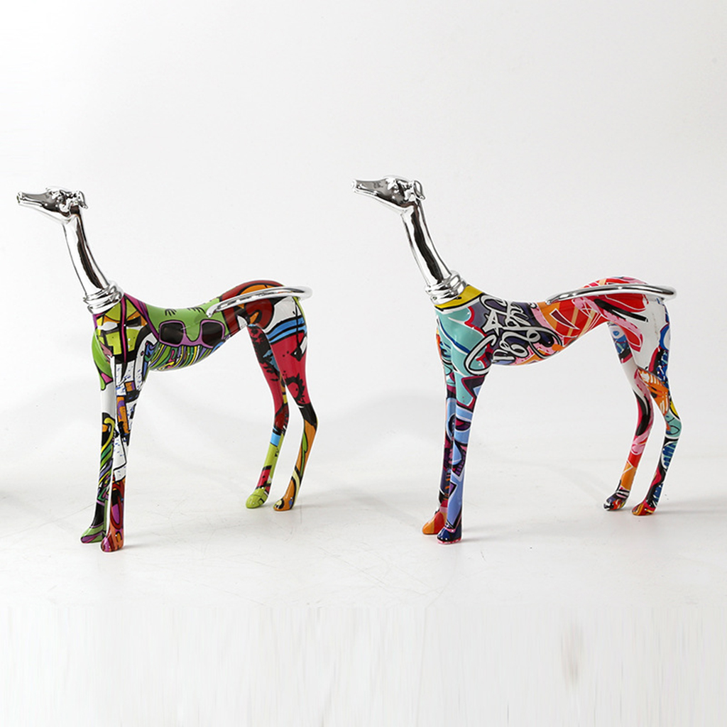 Graffiti Doberman Resin Crafts Home Decor Statue Dog Sculpture Decorative Lovely Figure Housewarming Gifts Bedroom Decoration