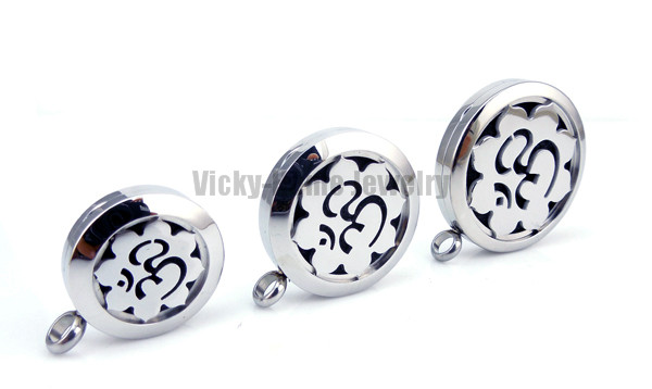 Lotus with OM Essential Oils Diffuser Locket Aromatherapy Locket Necklace Free Pads