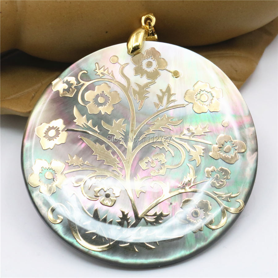 51mm Natural Accessories Multicolor Abalone Paua Sea Pearl Shells Pendant Flower DIY Christmas Women Girls Gifts Jewelry Making