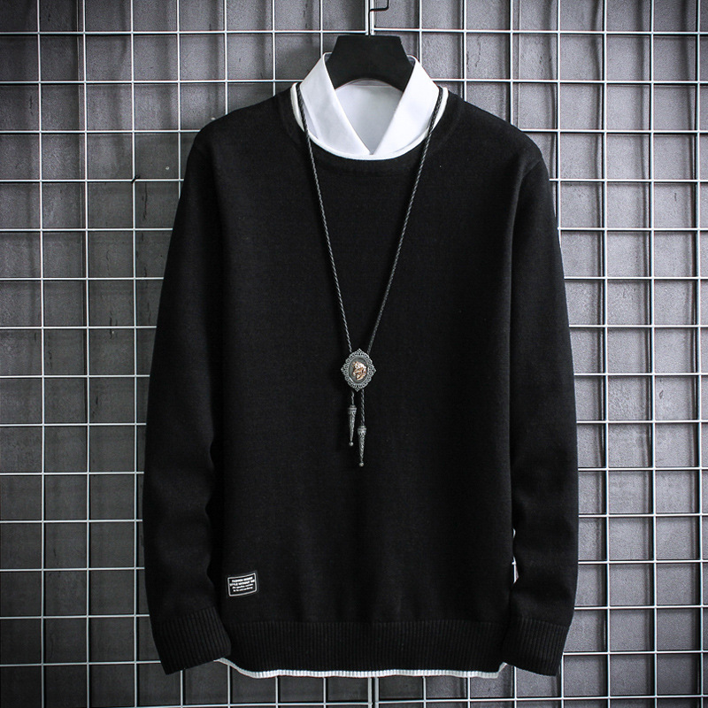 New mens sweater for autumn and winter Korean version trendy and warm interior with round neck sweater and knitted sweater as the base for mens clothi