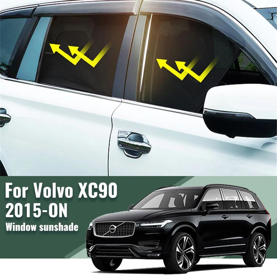For XC90 2015-2023 2024 Side Window Sun Shade Visor Magnetic Car Sunshade Front Rear Windshield Frame Curtains Shield