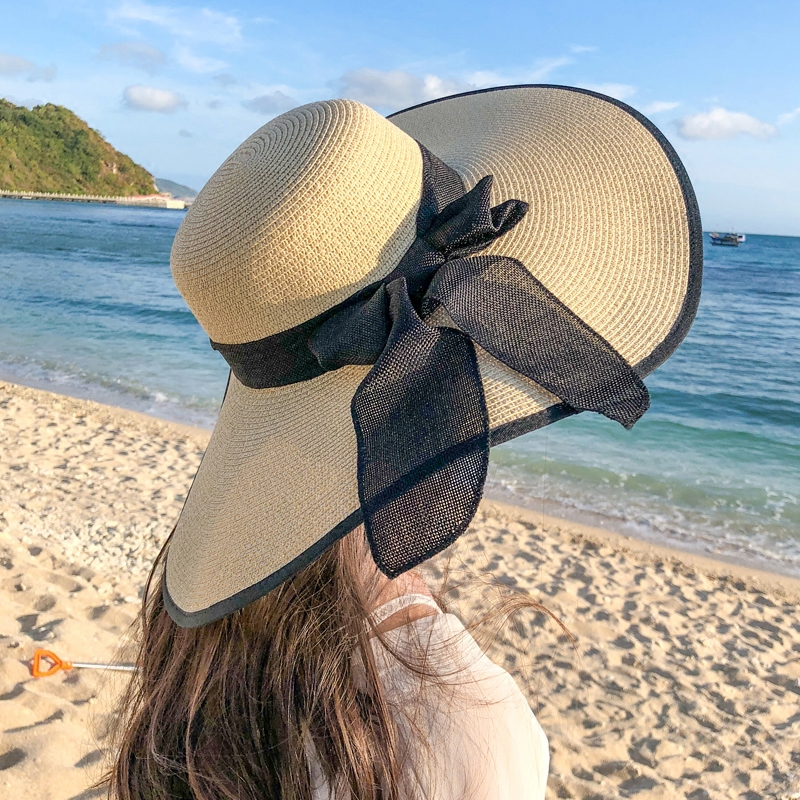 Girls New Sun Hats Women Vintage Large Brim Boater Hat Wheat Straw Summer Sun Hats Beach Travel Cap Sun Visor Cap B-7988