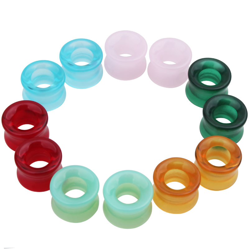 1 Pair Glass Ear Gauge Ear Plug and Tunnel Hollow Single Flared Ear Flesh Gauges Piercing Ear Expander Stretcher Body Jewelry