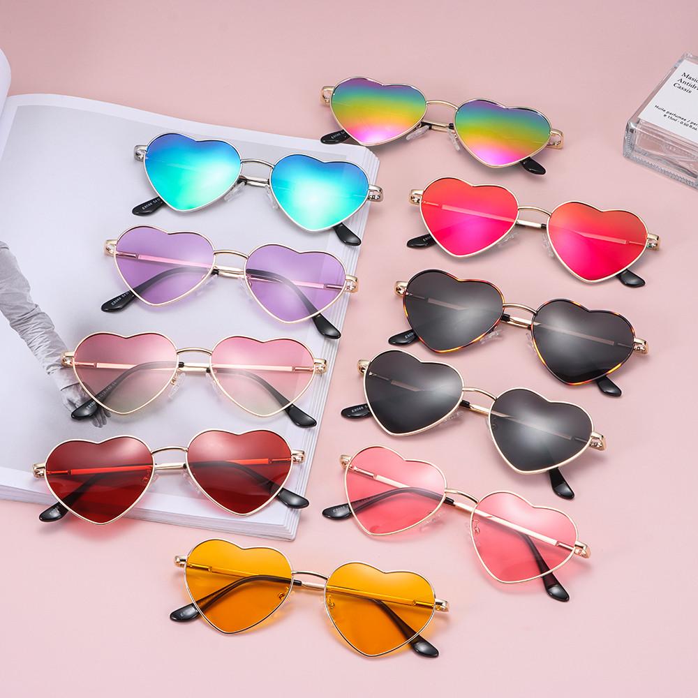 Heart Shaped Sunglasses Women Brand Design Metal Frame Candy Color Sun Glasses Female Vintage Gradient Shades Fancy Accessories