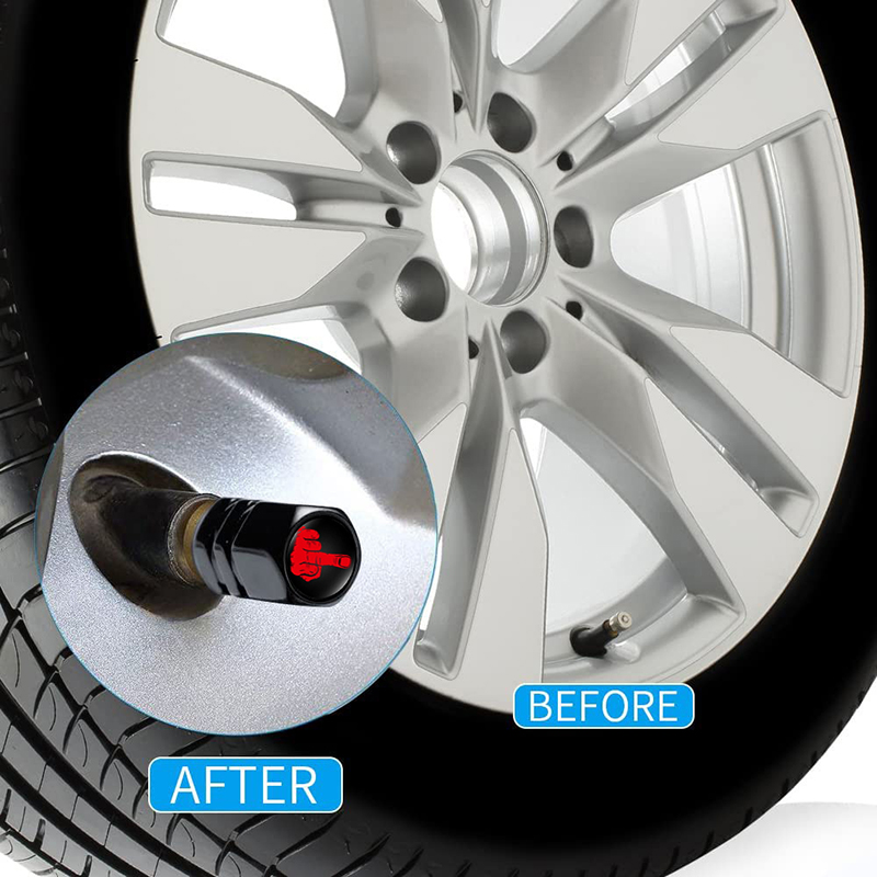 4PCS Universal Aluminum Alloy Hexagonal Car Tire Valve Caps Cover Finger Logo Airdust Waterproof For Cars Truck Bike Accessories