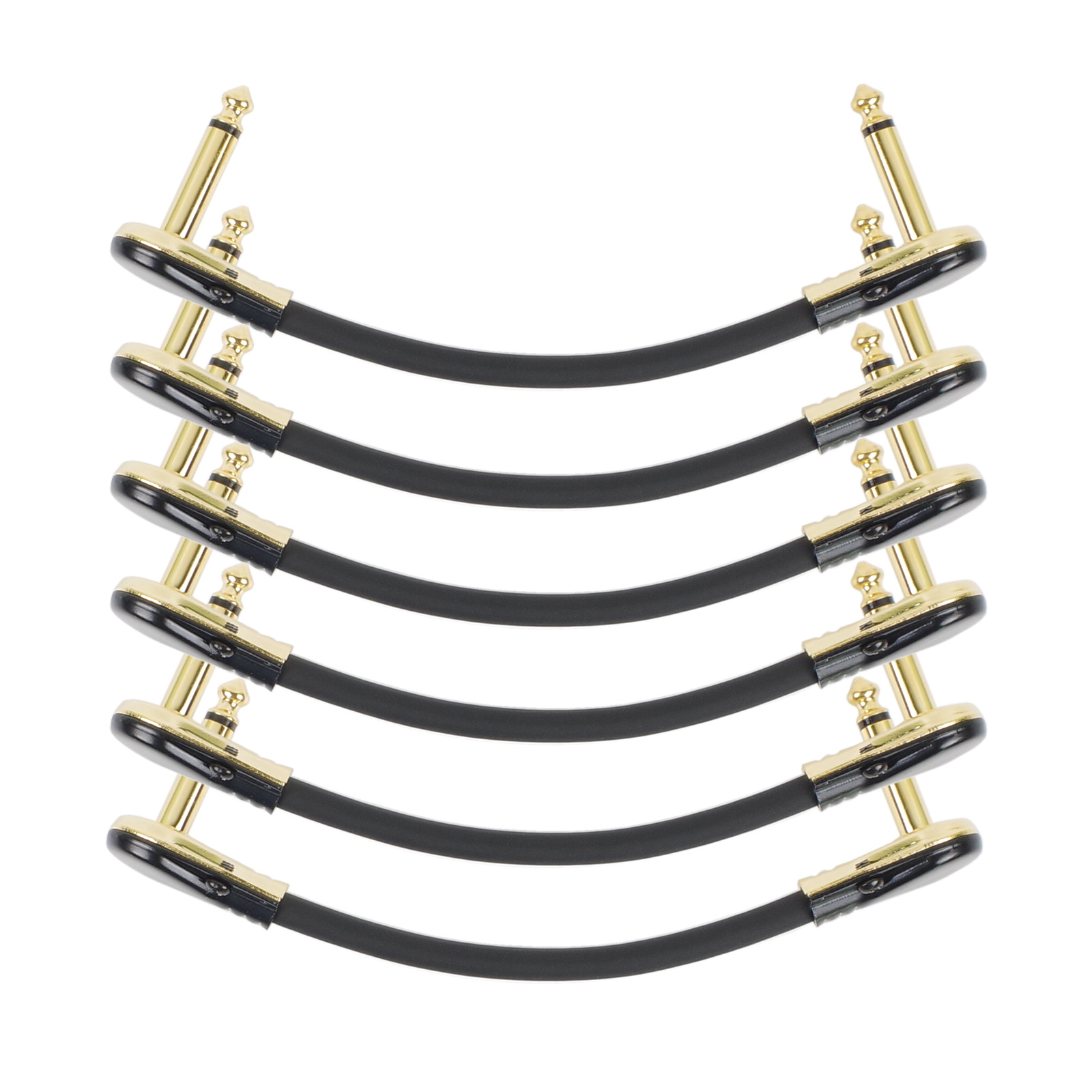 24AWG Anti-Noise Guitar Patch Audio Cable 10cm 4inch Right Angle Flat Guitar Effects Pedal Connector Wire Jack Line 6 Pcs Kit