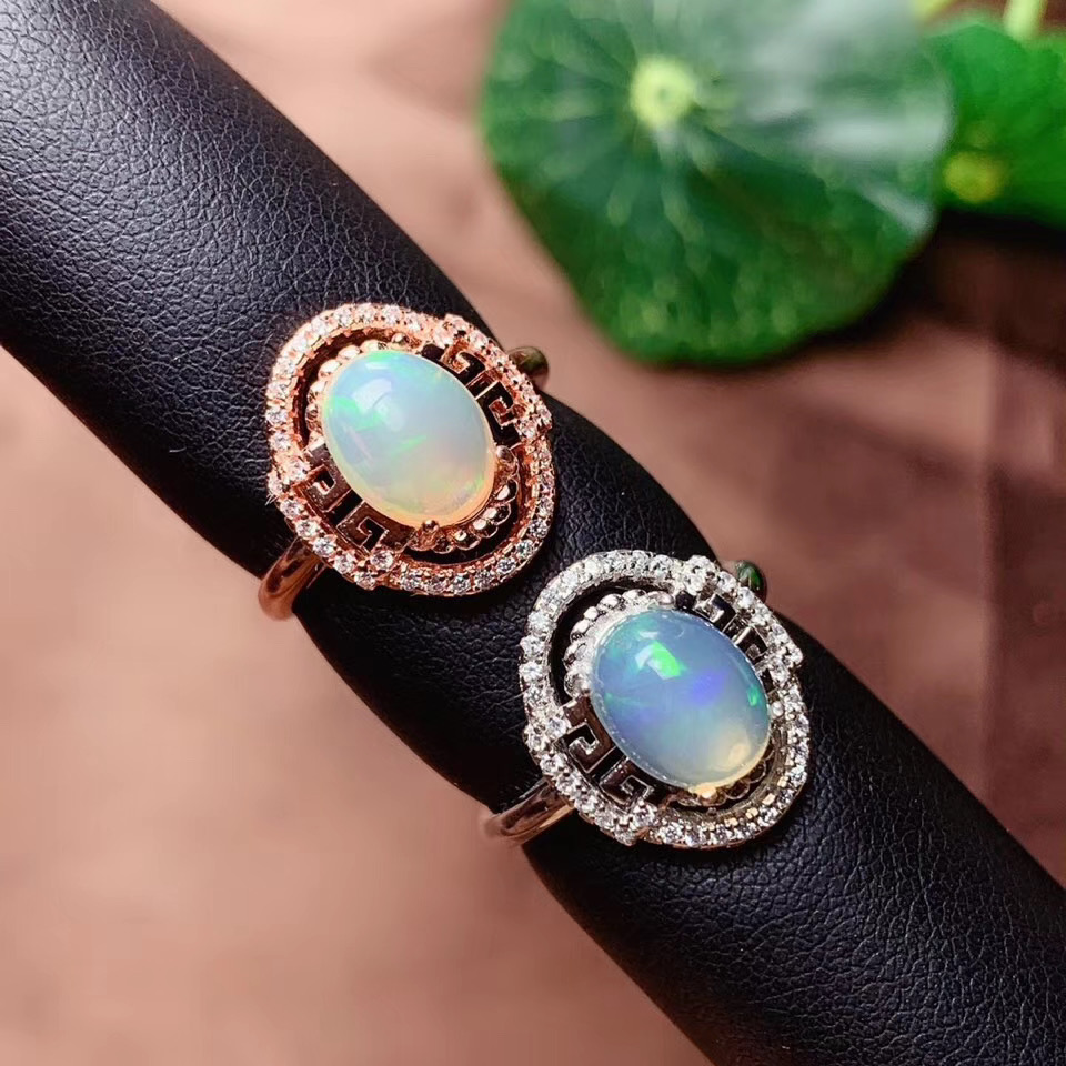 Anniversary Best Gift Elegant Rings for women Natural Real Opal Ring 925 sterling silver Fine jewelry Opal Ring