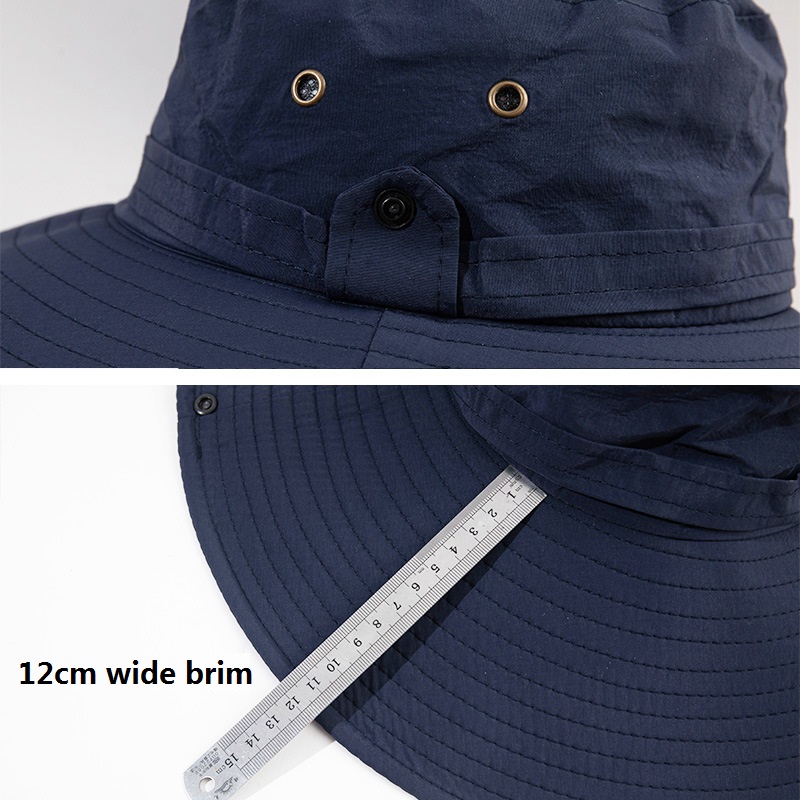Waterproof Bucket Hat For Male Summer Anti UV Sun Hats Outdoor Men Hiking Fishing Caps Long Wide Brim Panama Beach Hat
