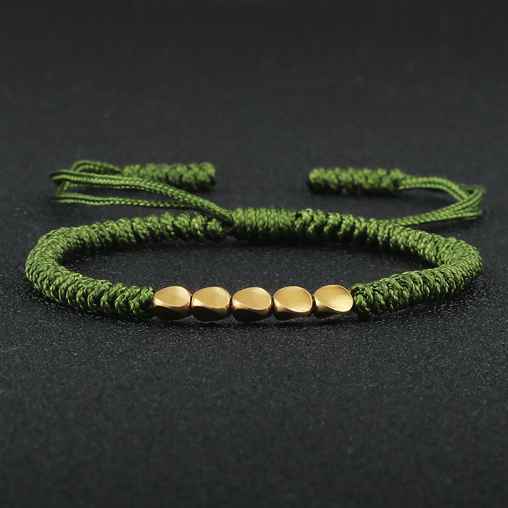 Handmade Tibetan Copper Beads Bracelet Adjustable Knots Pulling Buddhist Bracelets Lucky Ethnic Tibetan Red Thread Bangles Gifts