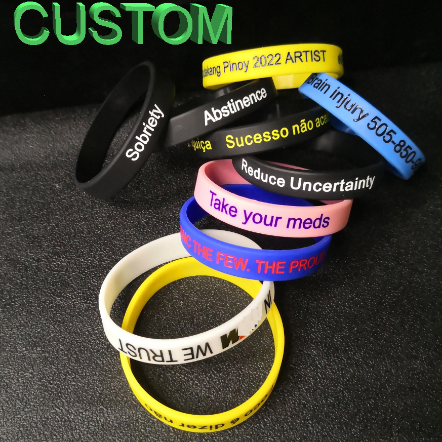 1PCS Engraved Personalized Custom Wristband SOS ID Bracelet Phone Number Silicone DIY Band for Birthday Party Events Anti-lost