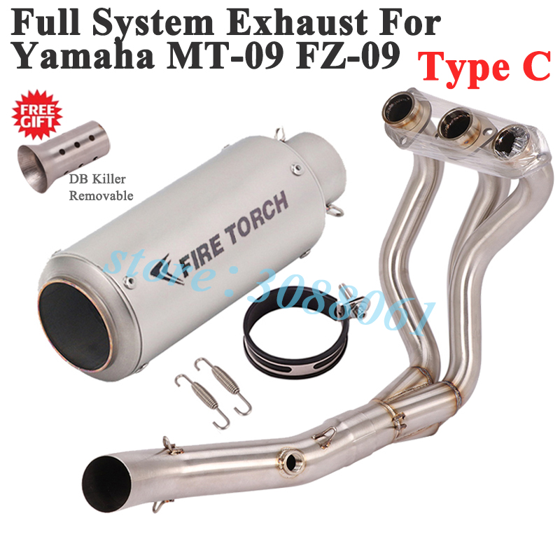 Full System Motorcycle Exhaust GP Escape Silencer For Yamaha MT-09 MT09 FZ-09 Slip On Front Link Pipe Racing Muffler DB Killer