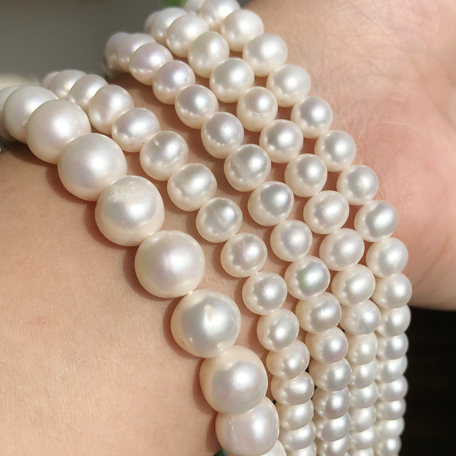 Natural AAA Round White Freshwater Pearls Beads Raw Real Genuine Loose Pearl Beads for Jewelry Making DIY Handmade Bracelets 15'