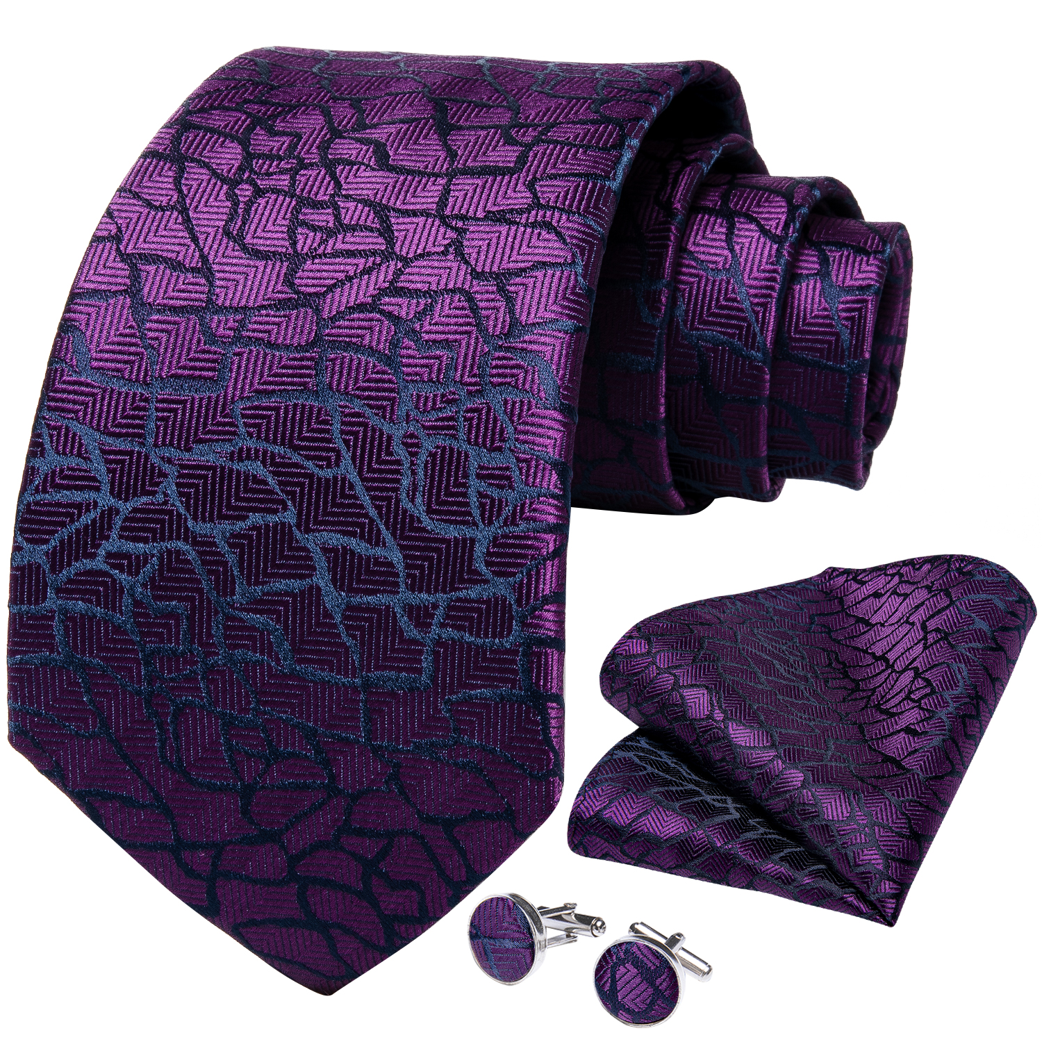 Luxry Tie Red Paisley Black Men's Ties Wedding Accessories Neck Tie Handkerchief Cufflinks Lapel Pin Gift For Men DiBanGu