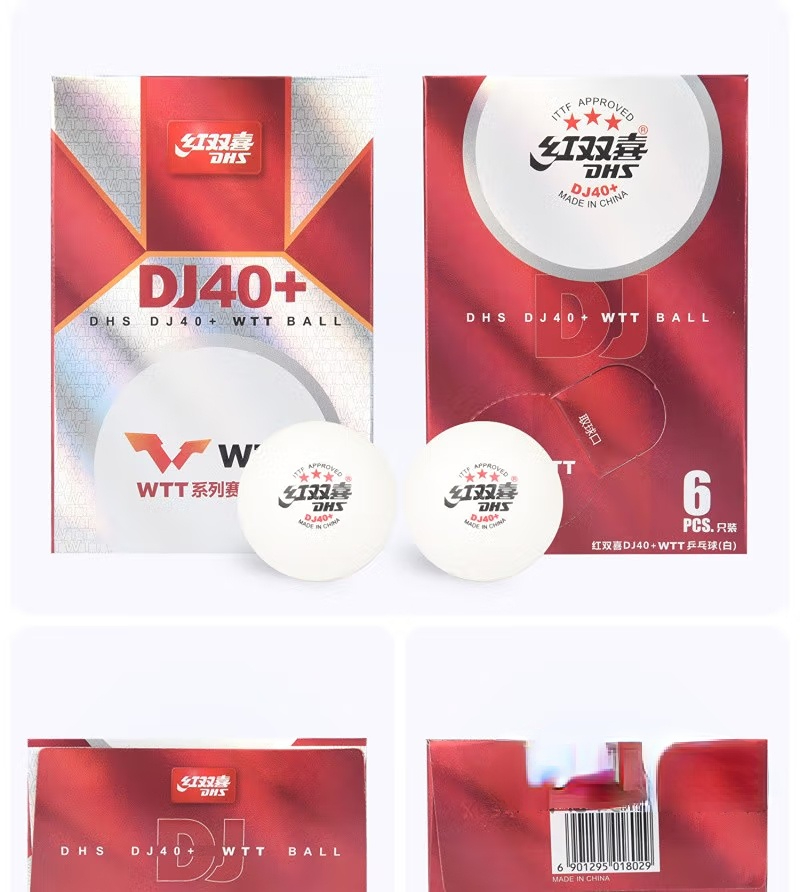 3 Star DHS 40+ WTT DJ40+ New Materials Plastic ABS Original DHS Table Tennis Ball Ping Pong Balls