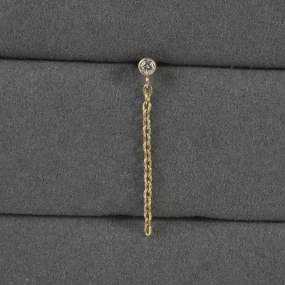 1Pc G23 Titanium Chain Dangling Cartilage Earrings Stud 16g Internally Threaded CZ Gem Helix Ear Tragus Piercing Jewelry