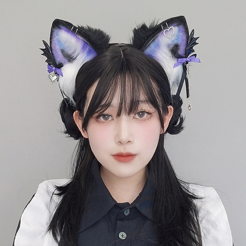 Gothic Lolita Animal Ear Shape Headband Anime Cosplay Props Beast Wolf Hair Hoop Furry Party Costume Hairband Role Playing Props