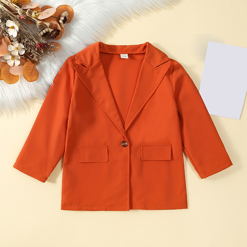 Pudcoco Toddler Kids Baby Girl Fall Jackets Long Sleeve Notched Lapel Coats Single Breasted Blazers Outerwear 3-7T