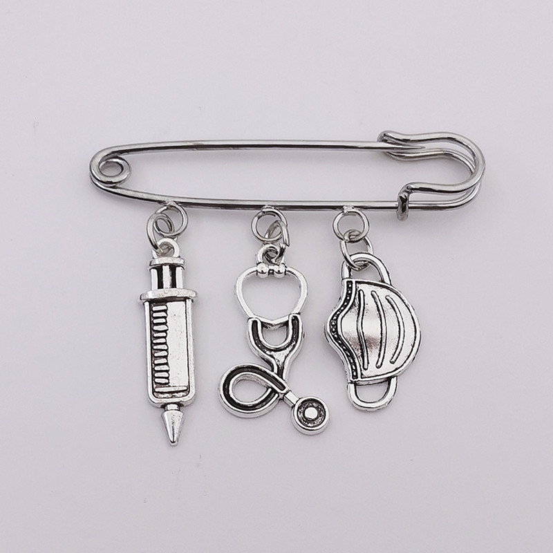 1Pcs New Design Brooch Doctor Medical Tool Stethoscope Syringe Mask Brooch Nurse Medical Student Gift Brooch Souvenir