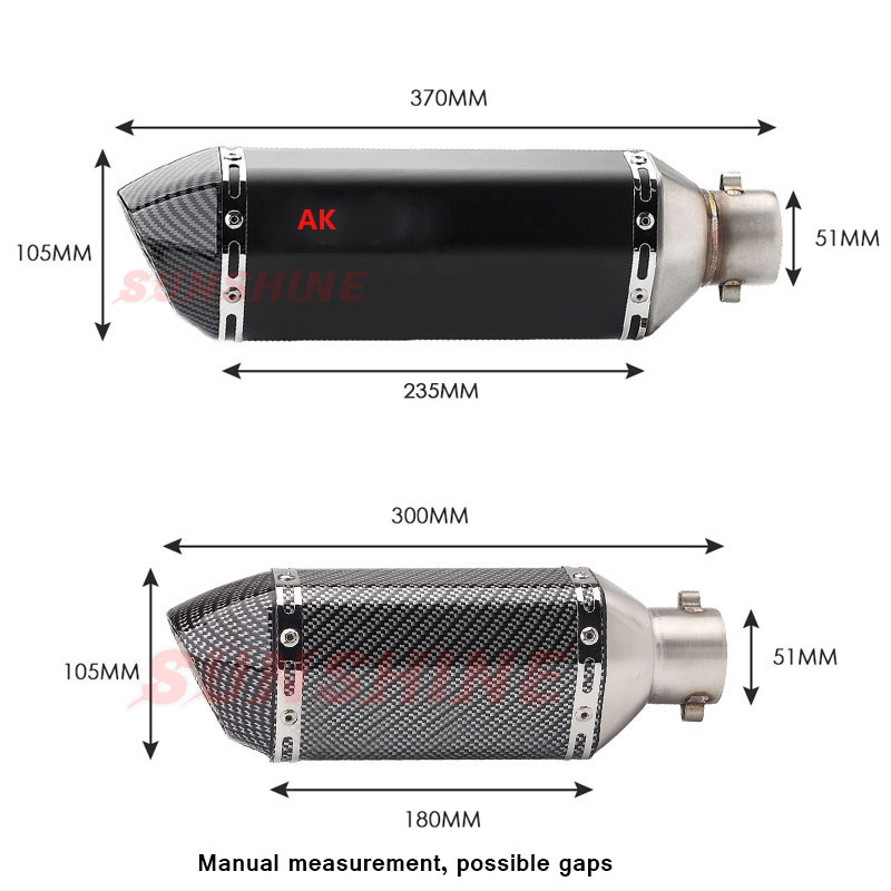 Universal Exhaust Motorcycle Muffler Escape Moto Pitbike Motorcross Scooter ATV Modified For Ninja 400 Z900 Z250 MT07 FZ6 NC700
