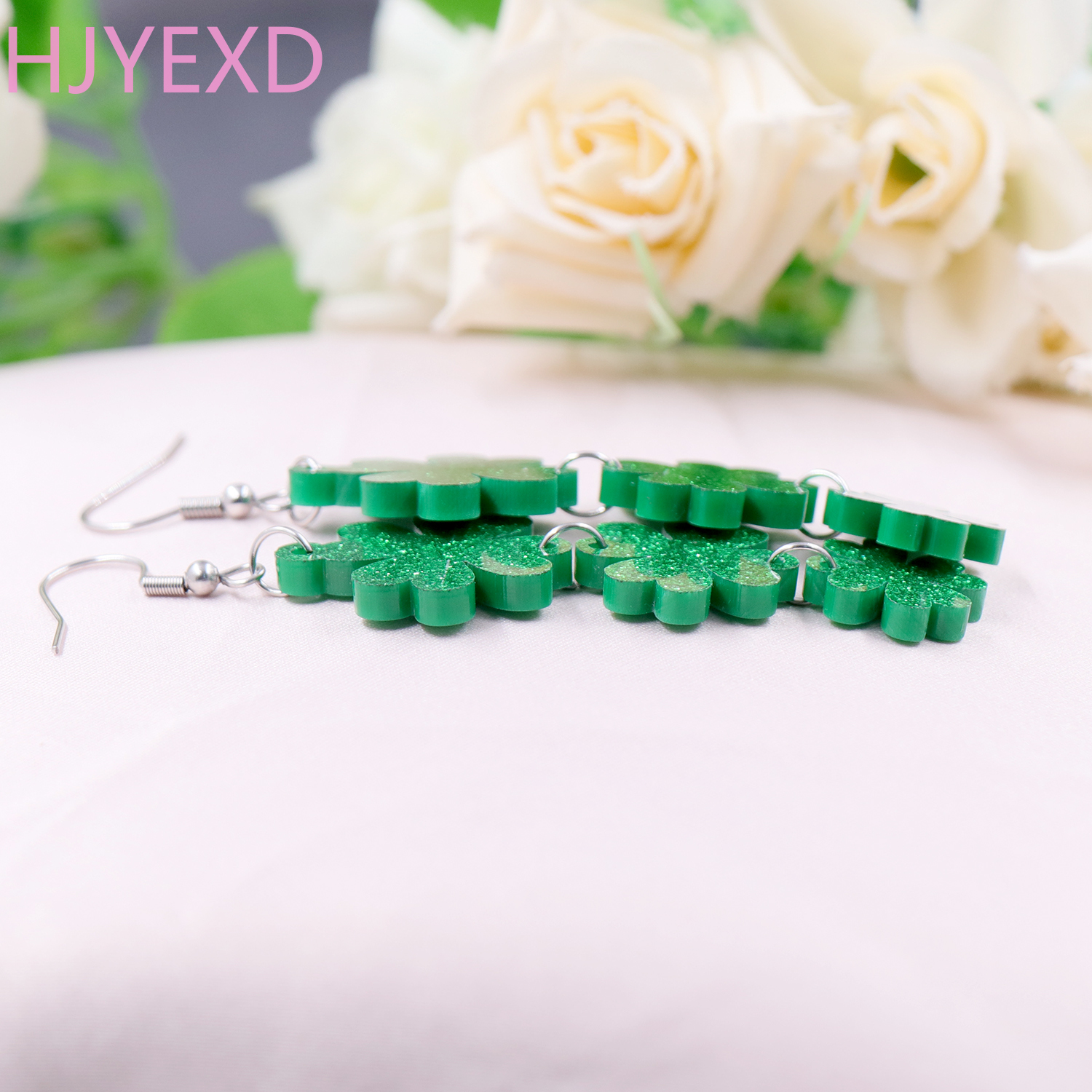 60MM Patrick's Day Four Leaf Clover Statement Earrings For Women Acrylic Lucky Charm Earrings