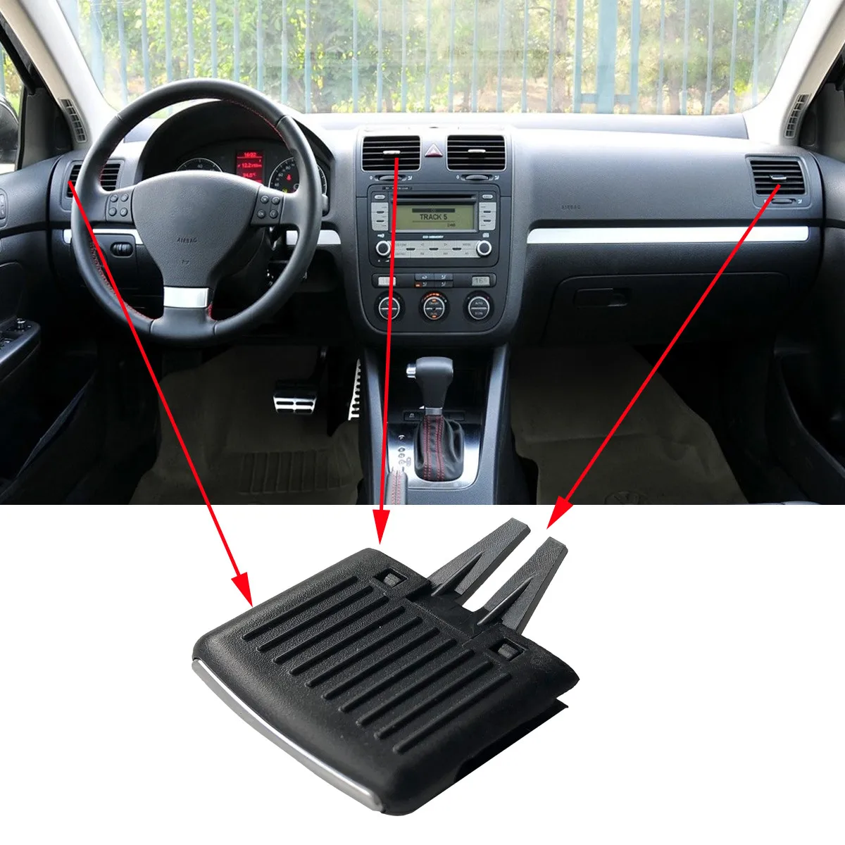 New 1pc Dash Car Front AC Air Outlet Vent Slide Adjust Clip Grill For VW Jetta A5 MK5 Golf 5 MK5 GTI R32 Sagitar 2006-2011