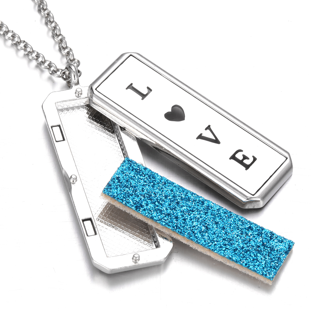 Rectangle Aromatherapy Diffuser Necklace Magnetic Vintage DIY Perfume Essential Oil Diffuser Aroma Locket Necklace Dropshipping