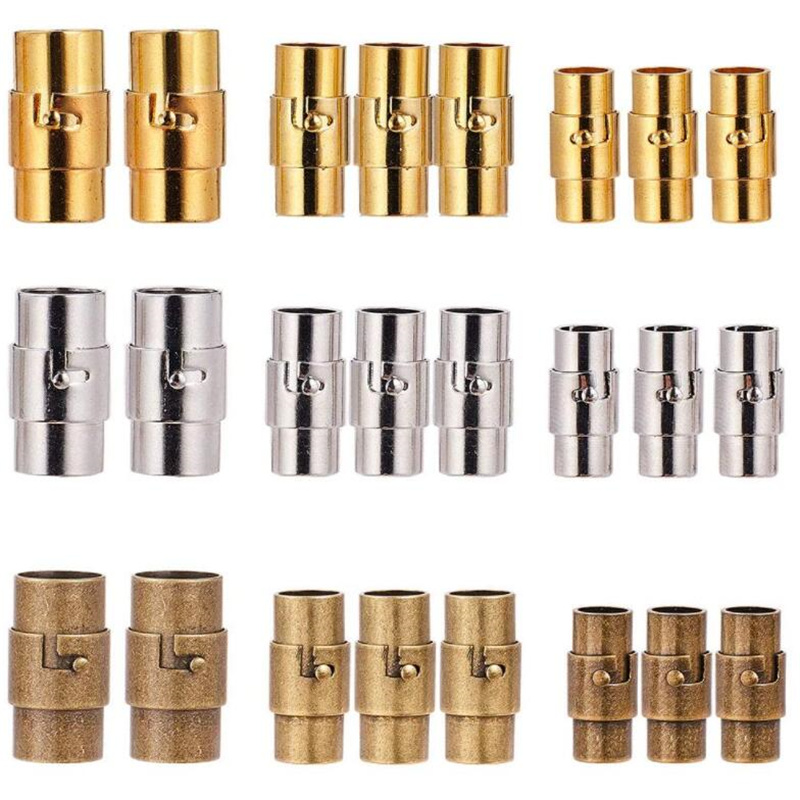 5pcs/lot 3 4 5 6 8 10mm Strong Magnetic Clasps With Locking Mechanism Fit Leather Cord End Cap DIY Bracelets Connectors Making