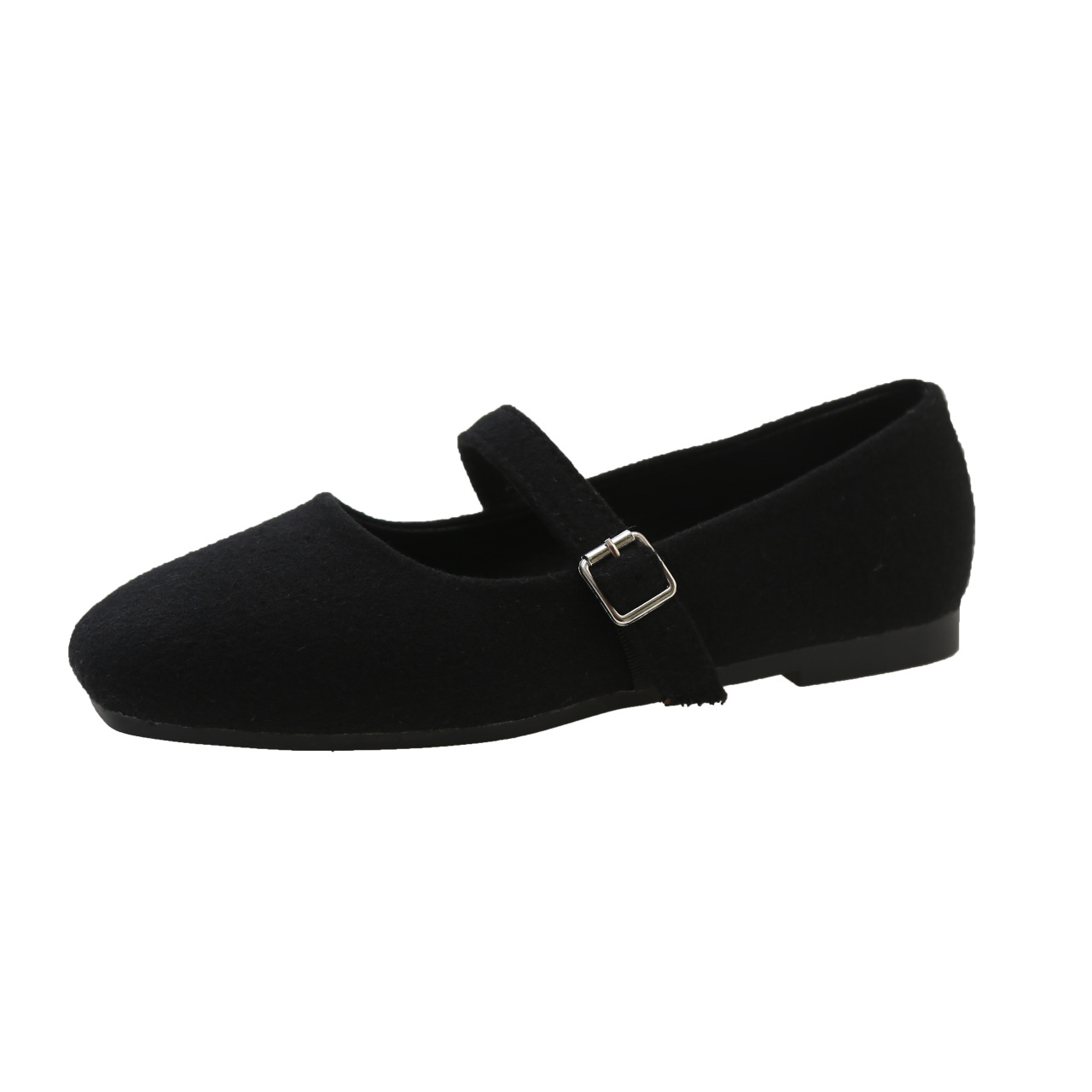 Cloth Mary Jane shoes women 2024 new retro square head shallow mouth soft sole with skirt French fur single shoes