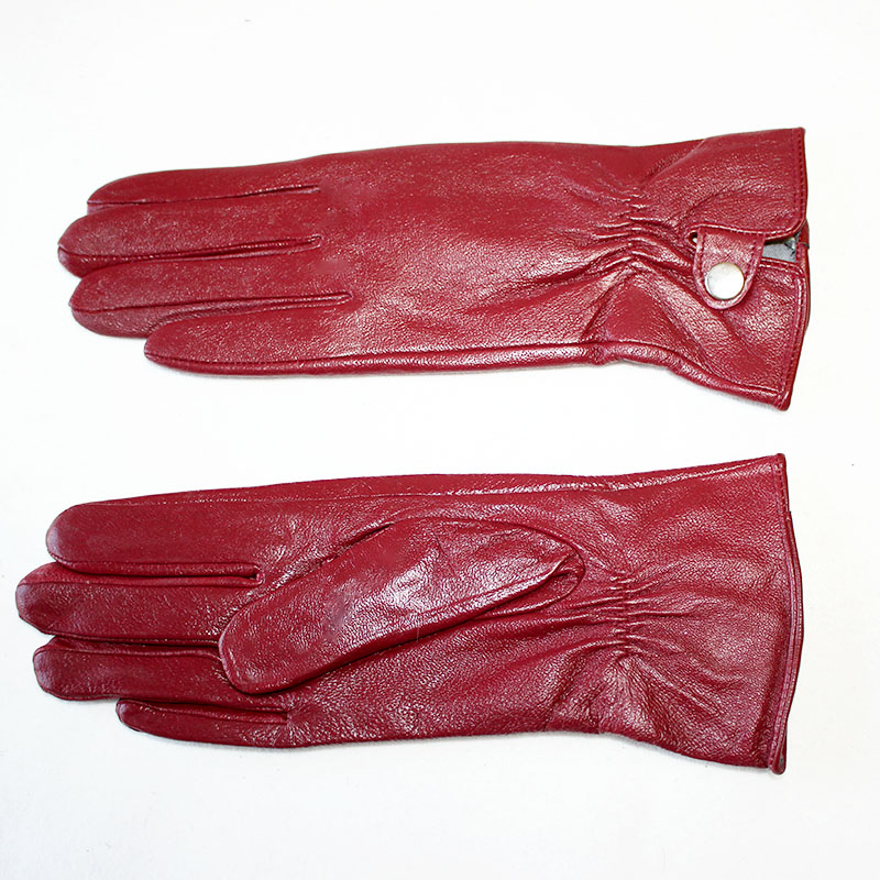 Women's Leather Gloves Plus Cashmere Warm Autumn and Winter Outdoor Electric Bike Riding and Driving Color Sheepskin Gloves