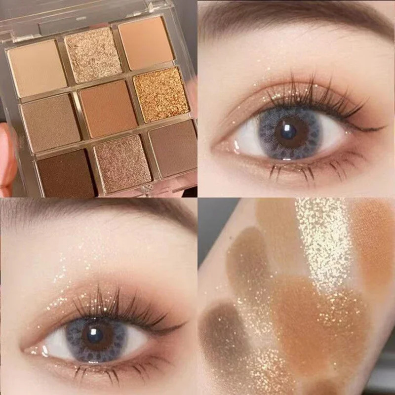 9-color Eyeshadow Palette Butter Orange Brown Pearly Matte Glitter Eyeshadow Shiny Eye Shadow Long-lasting Eye Make Up Cosmetics 240624