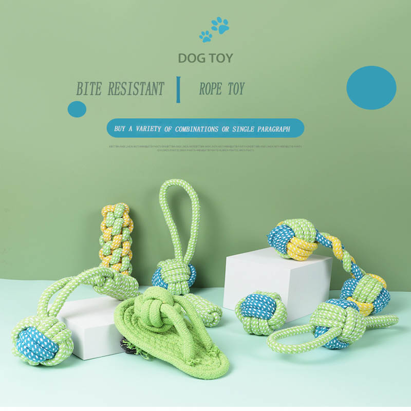 Pet Dog Puppy Double Knot Chew Rope Knot Toys Clean Teeth Durable Braided Bone Rope Pet Molar Toy Pet Supplies