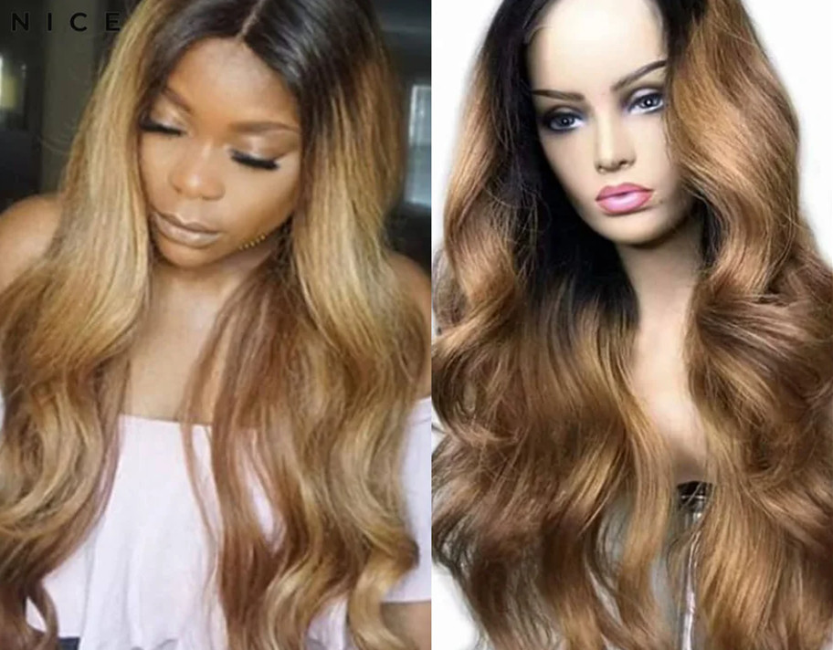 Ombre Body Wave U Part Wig Human Hair Wigs Minimal Leave-out No Glue U-Part Wig Super Natural Beginner Friendly Upart Wig 12-26inch