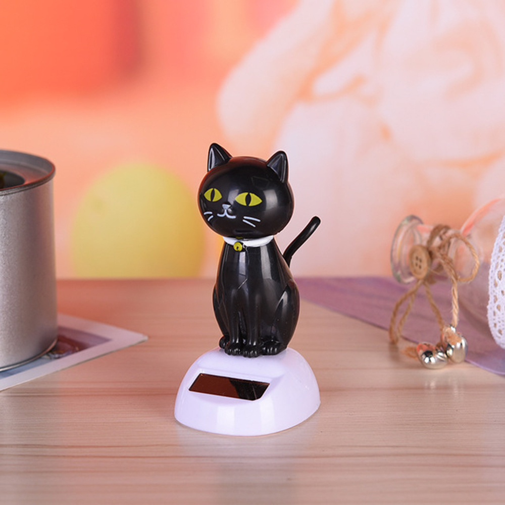 Car Ornaments Cute Solar Shaking Head Cat Toys Home Office Automobile Dashboard Swinging Shaking Head Decor Car Accessories
