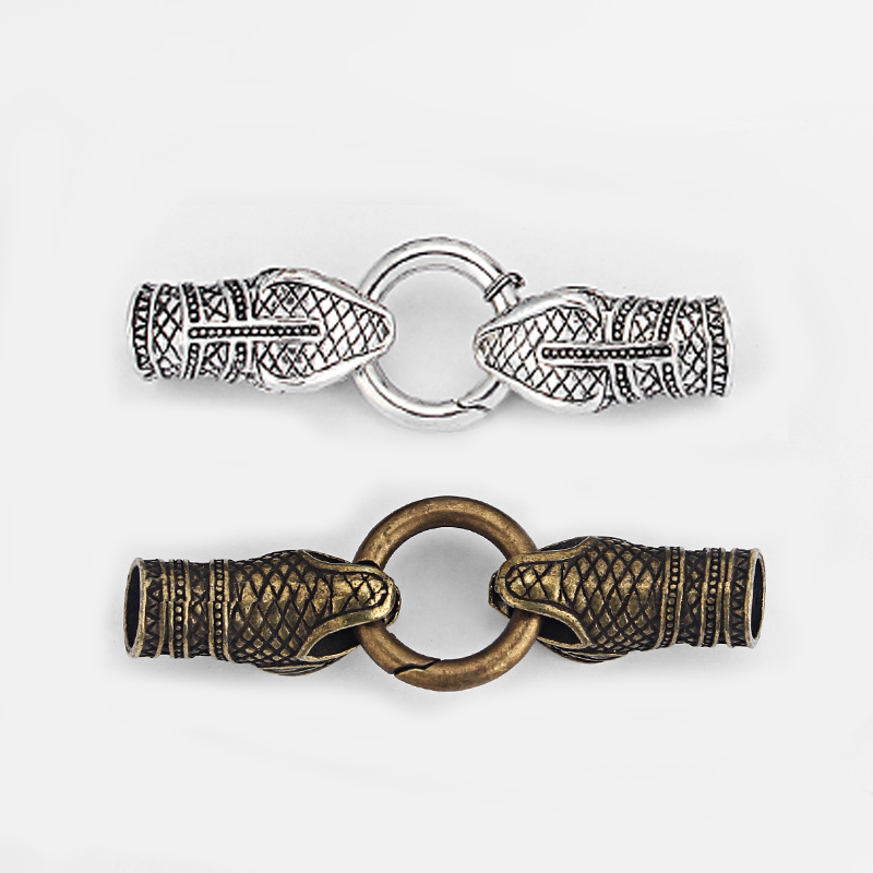 1sets Snake Head End Crimp Caps Spring Clasp for 10mm Round Leather Cord Connect Bracelet Necklace Jewelry Making Finding