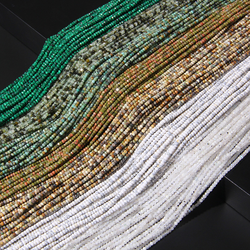 Rondelle Faceted Green Malachite Natural Stone Beads Loose Spacer Unakite Jaspers Beads For Jewelry Making Bracelet Necklace DIY