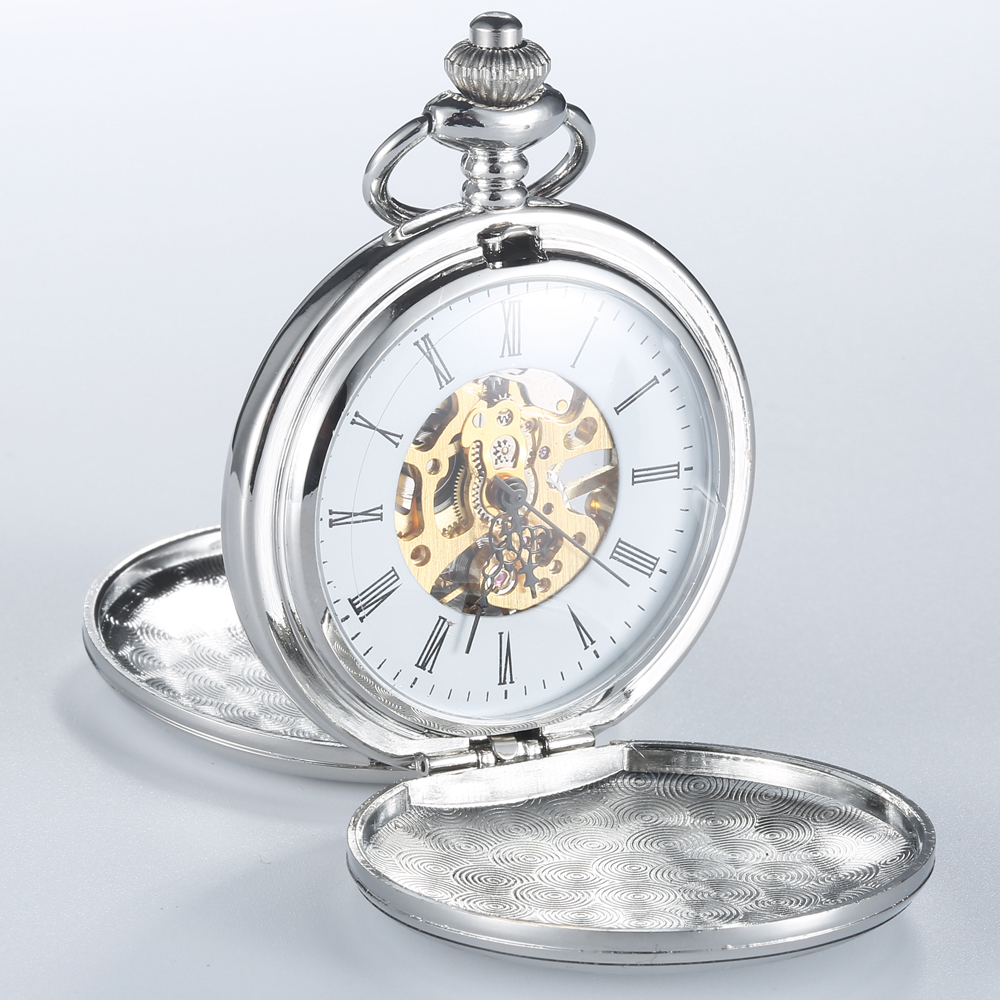 New 2 Sides Open Navidad Christmas Gift Smooth Mechanical Pocket Watch Men Women FOB Hand Wind Double Hunter Roman Numerals